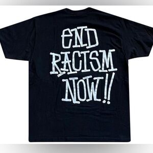 Stussy Black 'Stand Firm' Graphic Tee- Large